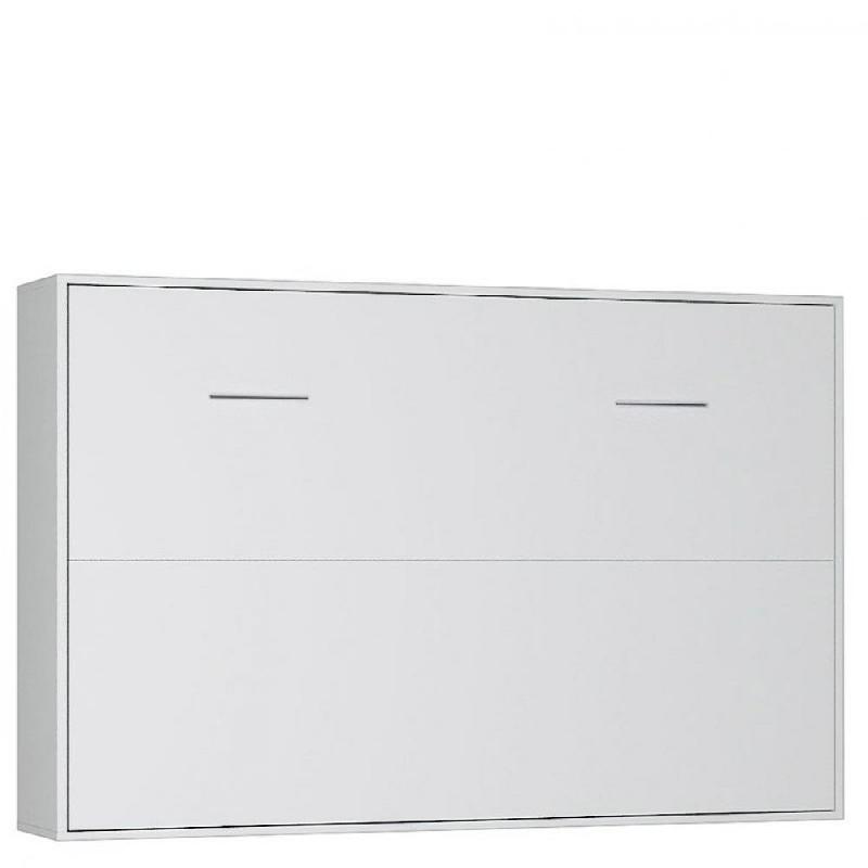 Armoire lit horizontale escamotable STRADA-V2 - Blanc mat - Couchage 140 x 200 cm - Ultra plate, ouverture transversale_0