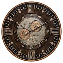 Atmosphera Pendule murale Marron style industriel avec rouages mobiles D 59 cm - marron 3560232960406_0