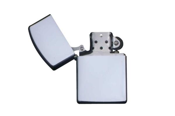 Cadeau publicitaire - Briquet essence en métal argent brillant - personnalisable sur 2 faces_0