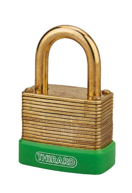 Cadenas à clé Green Adventure 40 mm - Anse et corps en laiton - Double verrouillage à billes - THIRARD_0