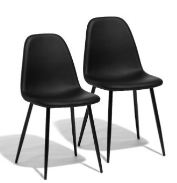 Chaise design Mike noire x2 - 44x54x86 cm - Polyuréthane et métal_0