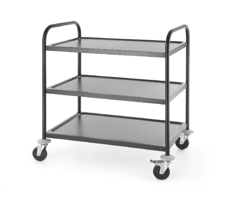 Chariot de service professionnel noir mat - 3 niveaux - 910x590x950 mm - Réf. 811320_0