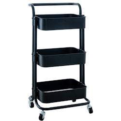 Décoshop26 - Chariot de service desserte sur roulettes rangement cuisine 3 niveaux en métal noir 10_0003065 - noir 3000251378924_0