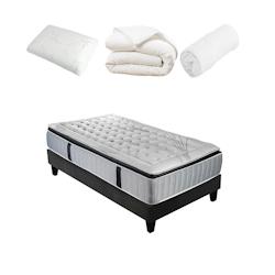 Ensemble  Matelas Ressorts ensachés + Sommier + Accessoires 90x200 cm PHIGALIE OLYMPE LITERIE - blanc Mousse à mémoire de forme 4VP.PIL.K15.K.0920_0