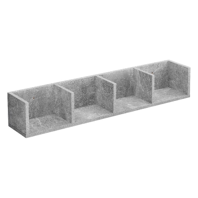 Étagère flottante - meuble mural 4 compartiments de stockage - 95 cm - gris effet béton - 03_0005845_0
