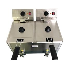 Friteuse Electrique Professionnelle Avec Robinet de Vidange 2 Paniers 8L - inox GDEF12T-2_0