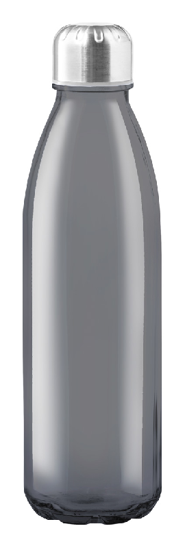 Gourde en verre transparent - bouchon inox - 650 ml - couleur noire_0