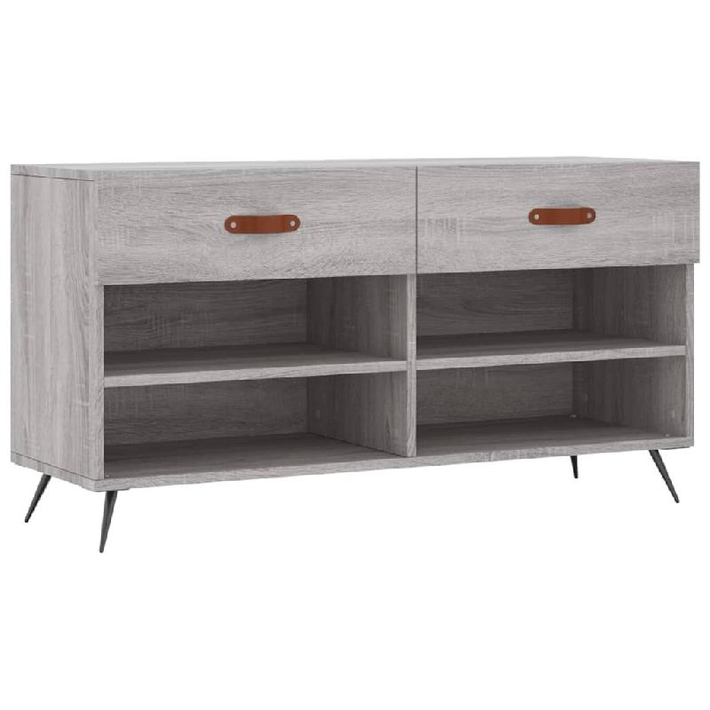 Helloshop26 - Banc à chaussures bottes commode étagère meuble entrée rangement sonoma 102 x 35 x 55 cm bois d'ingénierie gris 02_0023003 - gris B_0