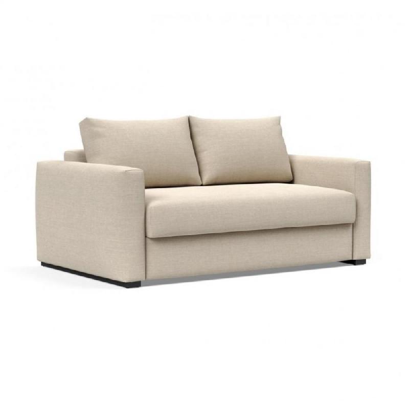 INNOVATION LIVING  CANAPE DESIGN AVEC ACCOUDOIRS COSIAL TISSU PHOBOS LATTE CONVERTIBLE LIT 140*202CM_0