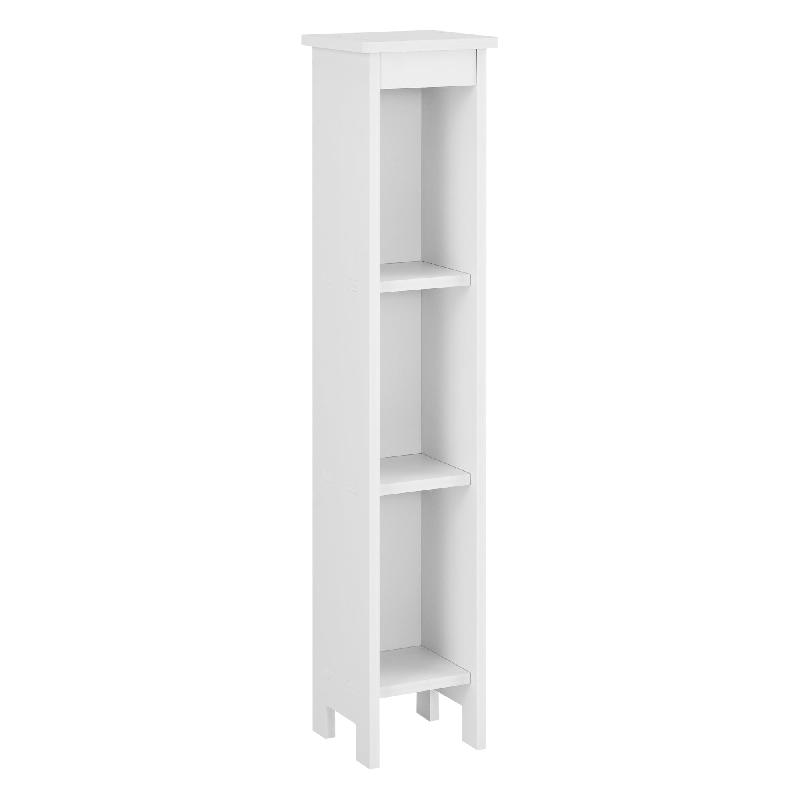 MEUBLE COLONNE POUR SALLE DE BAIN MEUBLE DE RANGEMENT AVEC 3 COMPARTIMENTS DE STOCKAGE OUVERTS BOIS COMPOSITE 80 X 17 X 17 CM BLANC 03_0005826_0