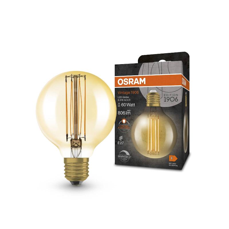 OSRAM VINTAGE 1906 E27 8,8 W LED G80 822 DIM DORÉ