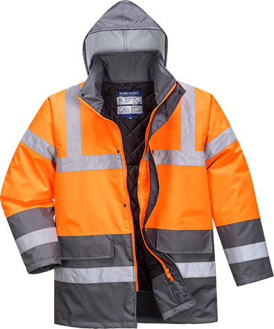 Parka HV bicolore orange et gris S467 - Certifiée CE, bande réfléchissante, imperméable, capuche détachable, taille L_0