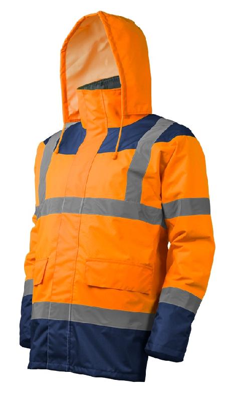 Parka matelassée KETA haute visibilité orange/marine T 2XL - Coverguard 7KETOXXL - 8 bandes rétro-réfléchissantes_0