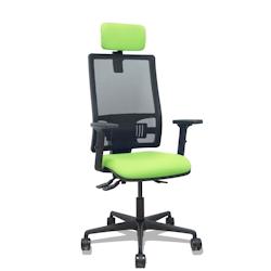Piqueras y Crespo Silla Bormate asincro malla negra asiento bali pistacho brazos 2D ruedas 65mm cabecero regulable - vert multi-matériau 405ASM840B22_0
