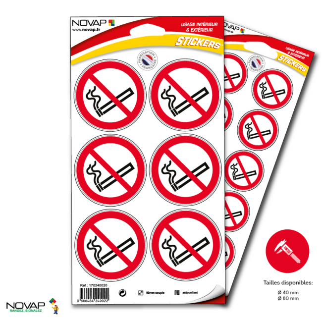 Planches de 10 panneaux adhésifs ronds diamètre 40 mm interdictions - PADRPN-NV01/DFM_0