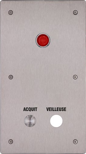 Platine interphone de couloir avec 1 bouton d'acquittement, 1 hublot et 1 réservation pour commande veilleuse idéal pour pénitentiaire - PL-1B-COR-H-L_0
