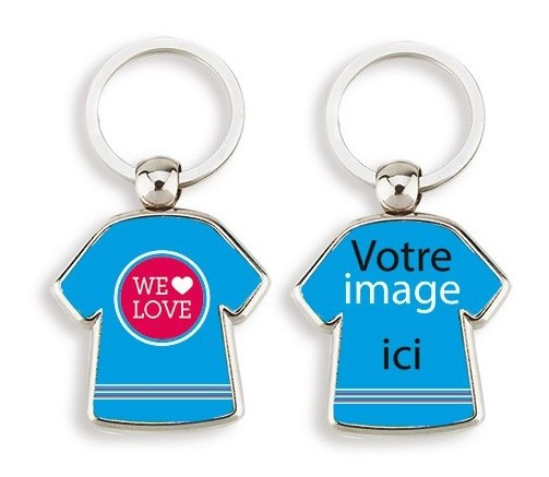 Porte-clés métallique en forme de t-shirt - impression recto-verso en quadri - 40x39 mm - 26g_0