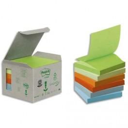 POST-IT TOUR 6 BLOCS ZNOTES 100F 76X76MM 100% RECYCLÉ. COLORIS VERT ASSORTIS BP325/R330-1GB