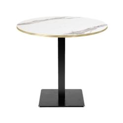 Restootab - Table Ø70cm - modèle Milan marbre blanc chants laiton - blanc TB-MIL-R70M-MB.BLA-LAI_0