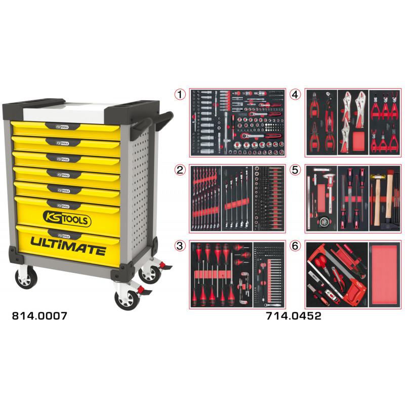 Servante PEARLline grise et jaune 7 tiroirs équipée de 455 outils - KS Tools | 814.7452_0