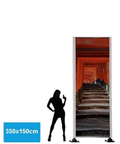 Totem signalétique double face Sherman - Aluminium laqué blanc - 350x150cm - Impression numérique HD_0
