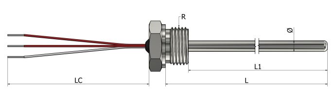 Sonde à résistance à visser (RTD) - Raccord fixe avec fils libres - Type 1 - PR01_0