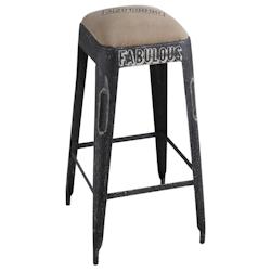 Aubry Gaspard - Tabouret de bar en métal noir vieilli - 40 x 40 x 76 - métal NTB1580C_0