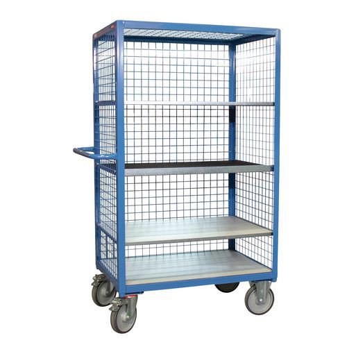 CHARIOT HAUT GRILLAGÉ SANS PORTE - 5 ÉTAGÈRES - FORCE 500 KG - FIMM