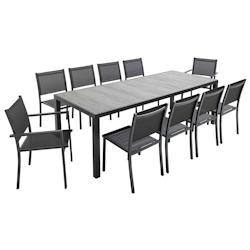 Oviala Business Ensemble table de jardin et 10 chaises effet béton_0