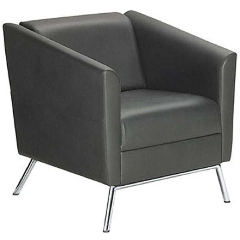 FAUTEUIL ACCUEIL LODGE SIMILI CUIR AVEC ACCOUDOIRS NOIR