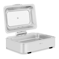 HELLOSHOP26 - Chafing dish gn 1/1 professionnel à fond plat (acier inoxydable, verre trempé, 8,5 l, 1 récipient gn 1/1, poignée cool touch, hublot_0
