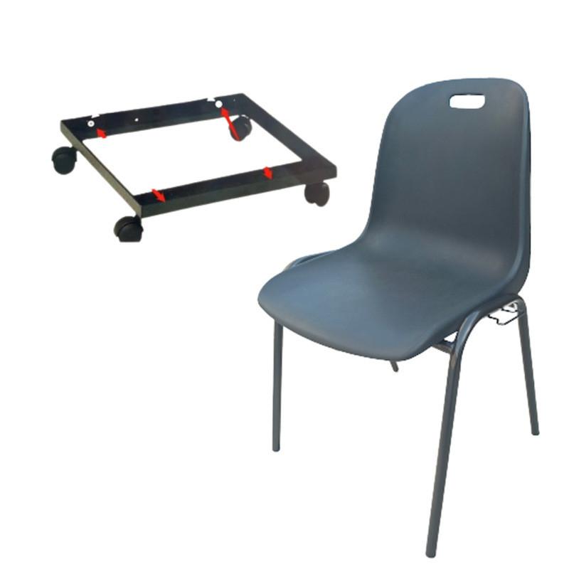 Lot de 15 chaises empilables Emma Grey Edition® + 1 chariot de transport à roulettes - coloris gris anthracite, classement feu M2_0