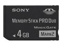 'MEMORY STICK PRO DUO MARK2' CARTE MÉMOIRE FLASH, CAPACITÉ 4 GO, ADAPTATEUR MEMORY STICK DUO INCLUS.