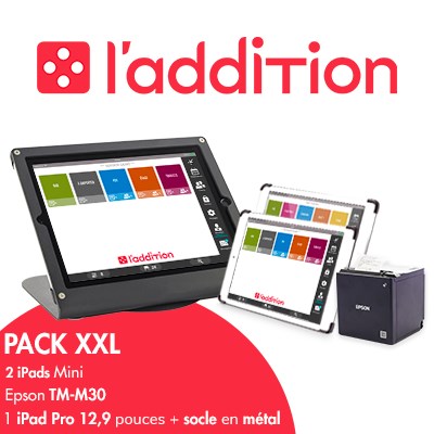 PACK XXL L'ADDITION TABLETTE IPAD PRO 12.9' + 2 IPAD MINI 7.9' + LOGICIEL + IMPRIMANTE THERMIQUE