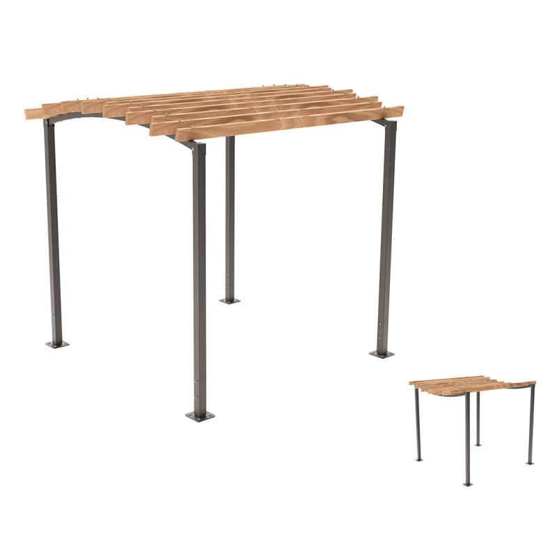 Pergola Océan - acier et bois - dimensions 2520x2910x3020 mm_0