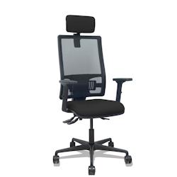 Piqueras y Crespo Silla Bormate asincro malla negra asiento bali negro brazos 2D ruedas 65mm cabecero regulable - noir multi-matériau 405ASM840B840B2_0
