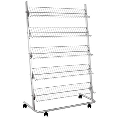 Présentoir mobile 5 tablettes - L 103 x P 51 x H 156 cm - sur roulettes_0