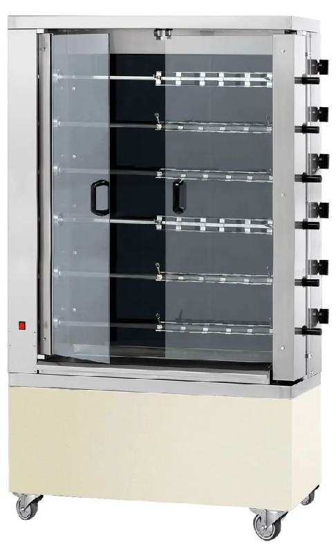 Rôtissoire électrique-vitrocéramique premium avec 6 broches pour 36 poulets - triphasé 400 volts_0