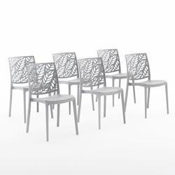 RATTATAN Set 6 Chaises en polypropylène avec fibre de verre empilables pour extérieur et jardin, bar et restaurant, cuisine design moderne - DAFNE -_0