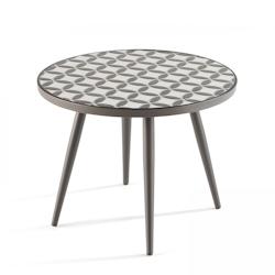 Oviala Business Table basse ronde de jardin en acier gris plateau en céramique - gris acier 106237_0
