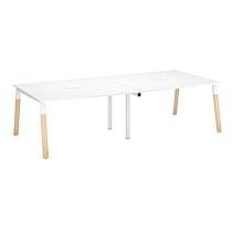 Table de réunion modulable avec extension L 280 x P 126 cm - Piétement métal et bois, plateau blanc - Arch_0