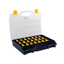 Tayg Boite de rangement, max. 24 compartiments, 21 séparateurs, couvercle transparent, empilable, 460 x 350 x 81 mm, noir/jaune - TG47_0