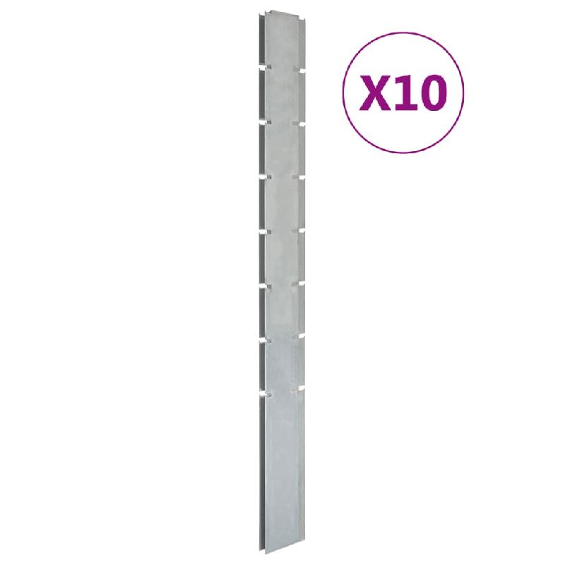 Vidaxl poteaux de clôture 10 pcs argenté 200 cm acier galvanisé 3196177_0