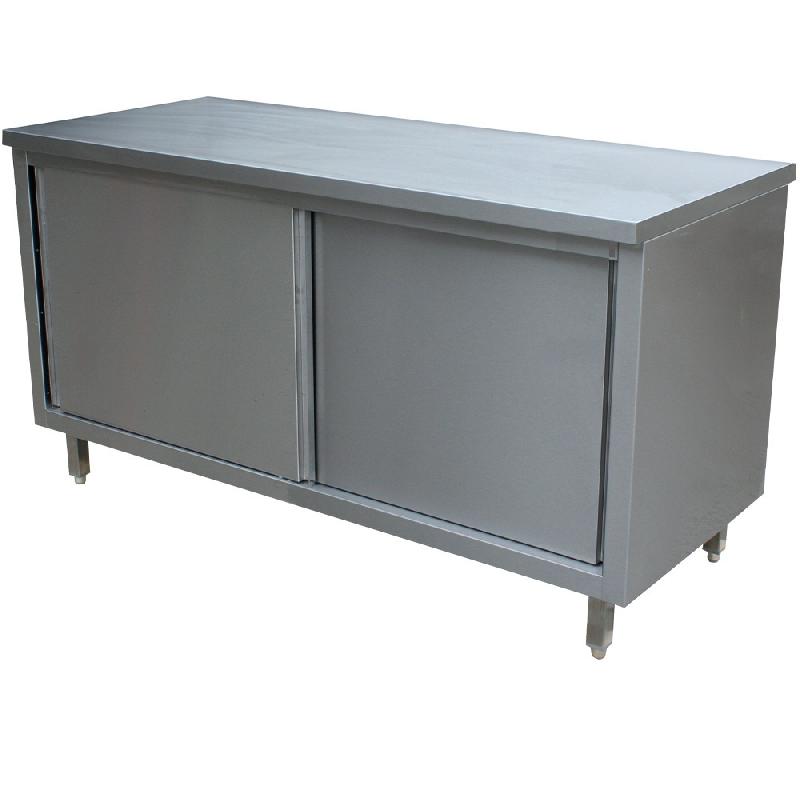Table armoire neutre, portes coulissante, L 1400 mm_0