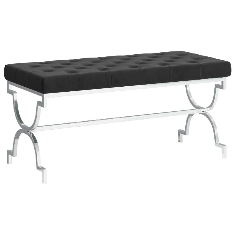 BANC BANQUETTE 99 X 43 X 46 CM VELOURS ET ACIER INOXYDABLE NOIR 02_0010808_0