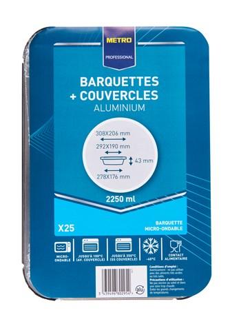 BARQUETTE JETABLE ALUMINIUM + COUVERCLE 2250 CC (VENDU PAR 25)