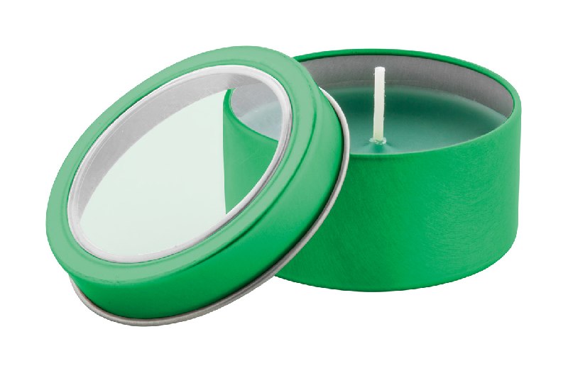 Bougie à la vanille - boîte en métal - couleur verte - 60 gr_0