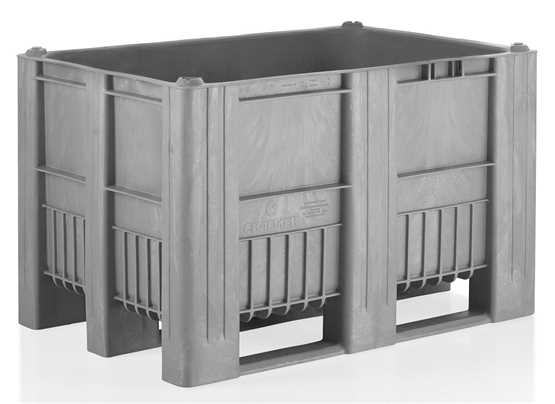 Caisse-palette plastique monobloc pour industrie chimique, pharmaceutique et agroalimentaire - 800 x 1200 mm - Charge 700 kg - CPP812/CB1 - PEHD vierge, gerbable 4/1_0