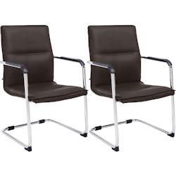 CLP Lot de 2 chaises cantilever Seattle en similicuir Marron - marron polyester 312228_0