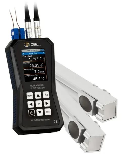 Débitmètre à ultrason portatif, avec capteurs pour grands tuyaux et capteurs de température - PCE-TDS 200+ L - PCE INSTRUMENTS_0